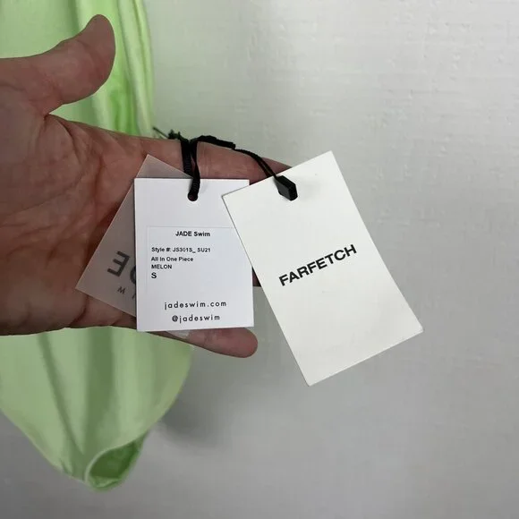 Jade Swim All In One Piece S Womens New $198 Melon Green V Neck Strappy